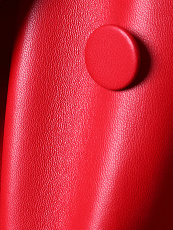 Gabardina Extra larga de piel sintética para mujer, abrigo rojo suave con doble botonadura, moda británica elegante de lujo, primavera y otoño, 2024