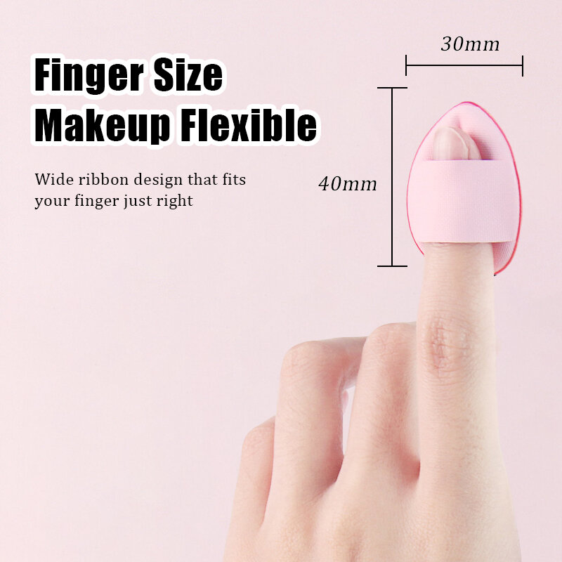 Mini Finger Powder Puff, Puff bonito de água, corretivo facial, base, uso úmido e seco, ferramentas de maquiagem, não comer, 5 pcs, 10pcs