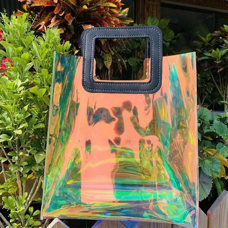 Wysokiej klasy TPU kolorowa torebka laserowa przezroczysta damska torebka modna imprezowa torba kosmetyczna z PVC o dużej pojemności