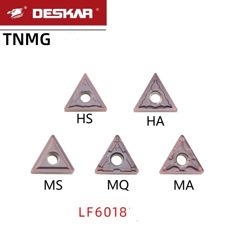 Deskarar-Herramientas de torneado externo, 10 piezas, TNMG160404, TNMG160408 MM, MS LF6018, insertos de carburo, CNC, cortador de torno, corte de acero inoxidable