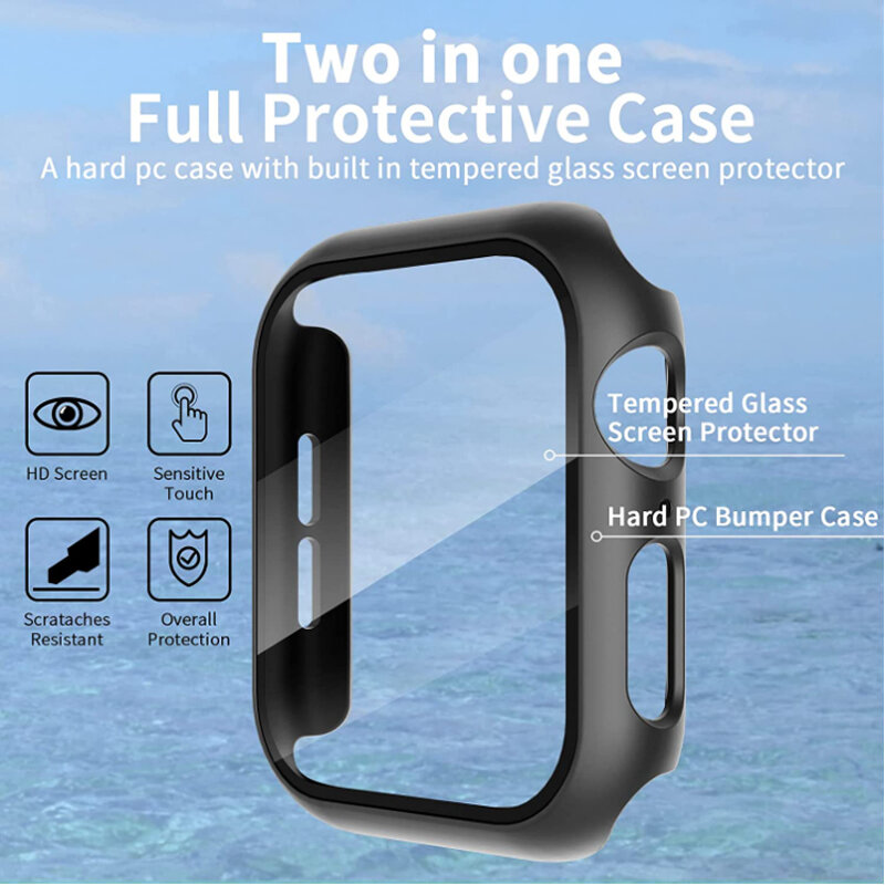 Tempered Glass Cover For Apple watch Case 45mm 41mm 44mm 40mm 42mm Screen Protector for iWatch Accessories serie 9 4 5 6 SE 7 8