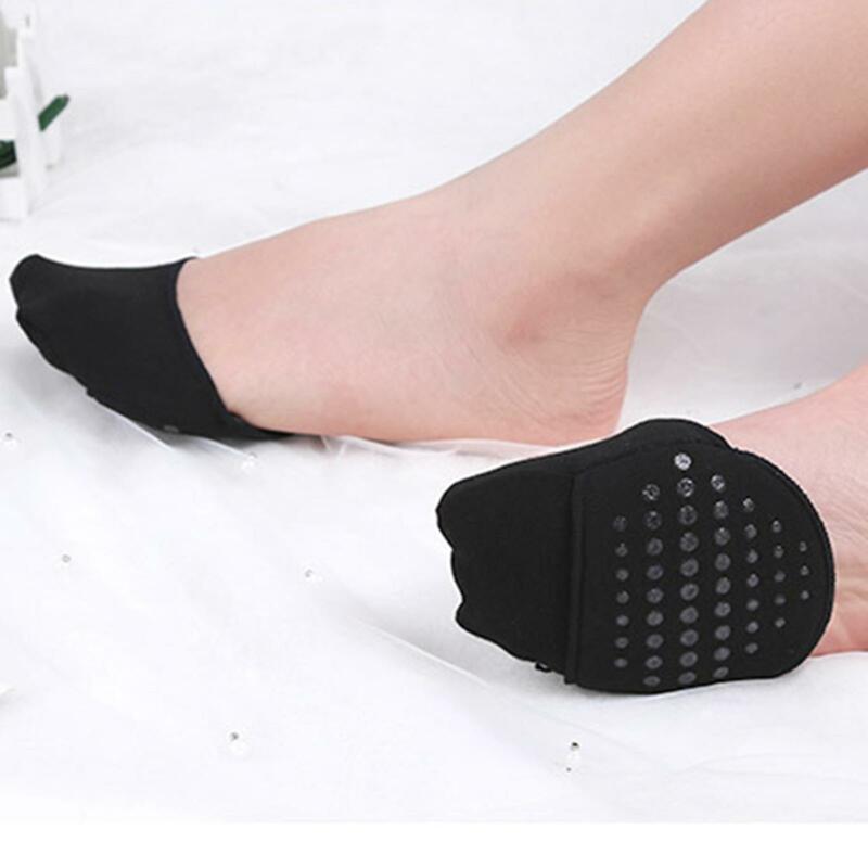2 Pieces Invisible Gel Forefoot Pad Pattern Foot Inserts Non-Skid Bottom Liner Socks Reusable Soft for Pain High Runners