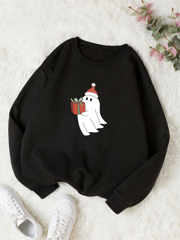 Ghost Christmas gift Sweatshirt fashion harajuku street style Women Fleece Sweatshirt