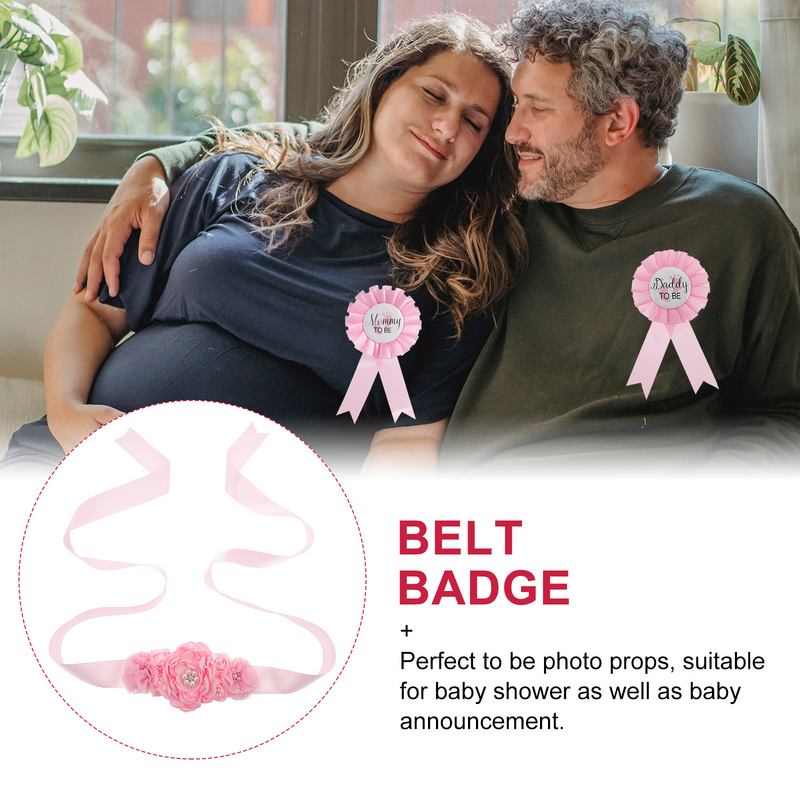 1 Set Maternity Belly Belt Corsage Pin Set Dad Dad Decor Baby Shower Sash