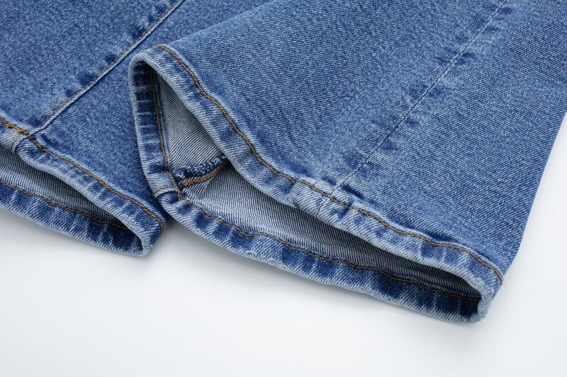 سراويل جينز نسائية مخططة متباينة ، جينز غير رسمي بوميض ، خصر مرتفع ، جيوب جانبية ، سحاب ، كلاسيكي ، ضيق ، موضة جديدة