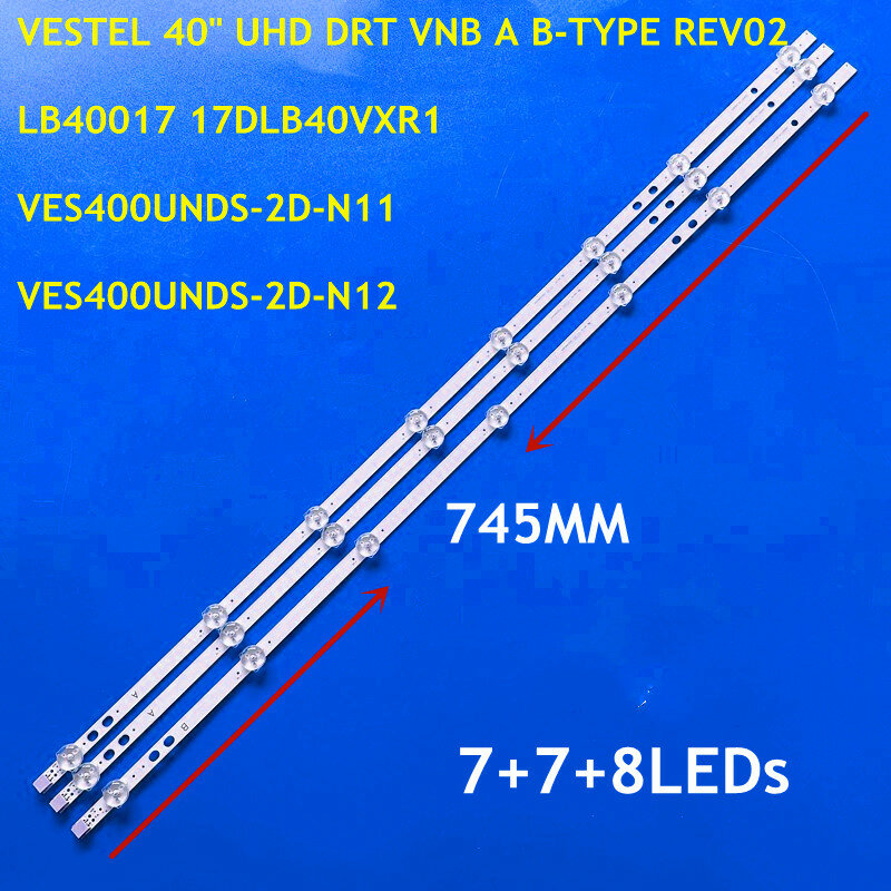 10Set Strip LED 7 + 8 lampu LB40017 VES400UNDS-2D-N11 LT-40VF42K LT-40V4200 LT-40V54JF LT-40VF43A LT-40VF52K LT-40V751