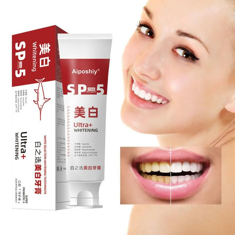 SP5 probiotico carie dentifricio SP4 sbiancante riparazione dentifricio pasta detergente rimozione denti placca alito fresco igiene orale