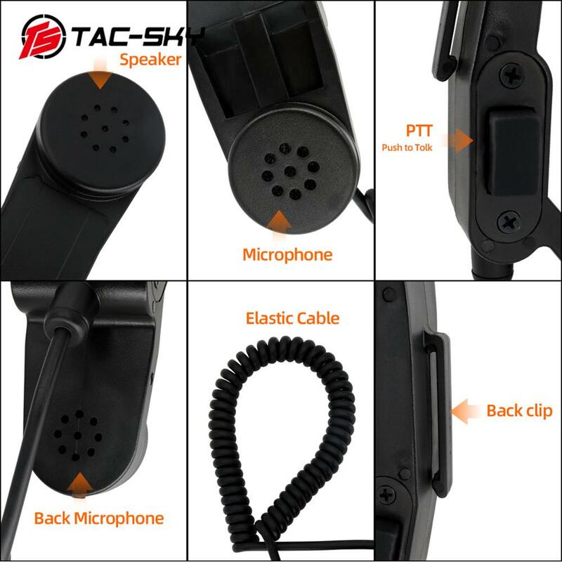TS TAC-SKY Mikrofon Speaker Genggam, PTT H-250 PTT 6 Pin Ptt Taktis/Prc 148 152 152a Ptt Militer Walkie Talkie Ptt