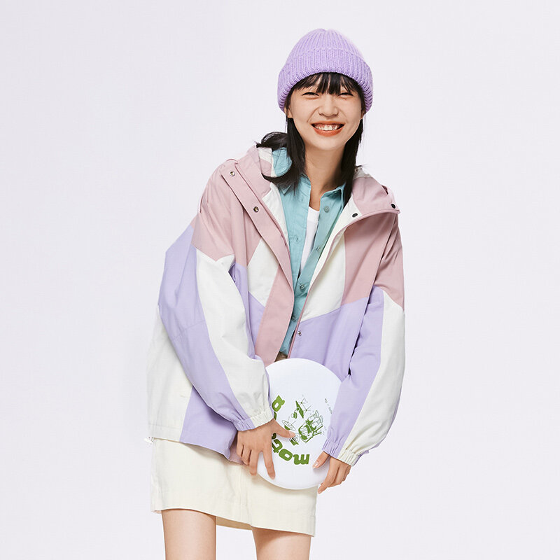 Semir-abrigo con capucha para mujer, chaqueta holgada para exteriores, Tops de montaña con costuras para primavera y otoño, novedad