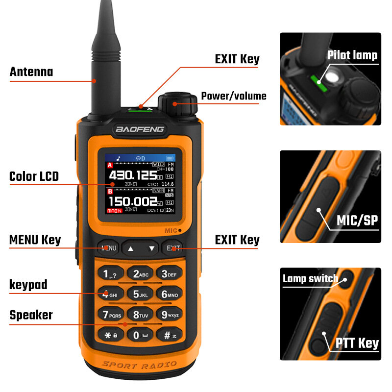 BaoFeng-walkie-talkie UV20, Radio de alta potencia, carga tipo C, banda Dual, UV20, largo alcance, bidireccional, CB, transceptor portátil