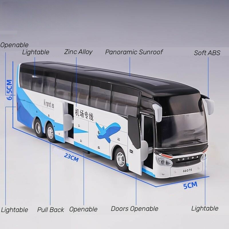 1/50 SETRA luksusowy autokar autobus zabawka samochód odlewania miniaturowy Model odciągnąć dźwięk i światło edukacyjny prezent dla chłopców