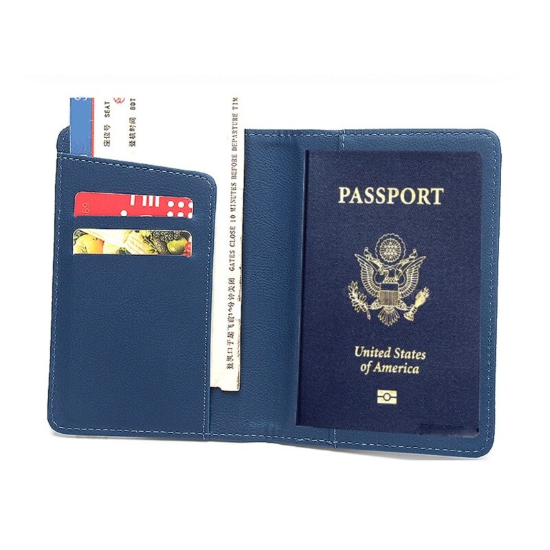 2Pcs/Set PU Leather Passport Holder Cover Case and Luggage Label Set Travel Accessories Suitcase Label Wallet