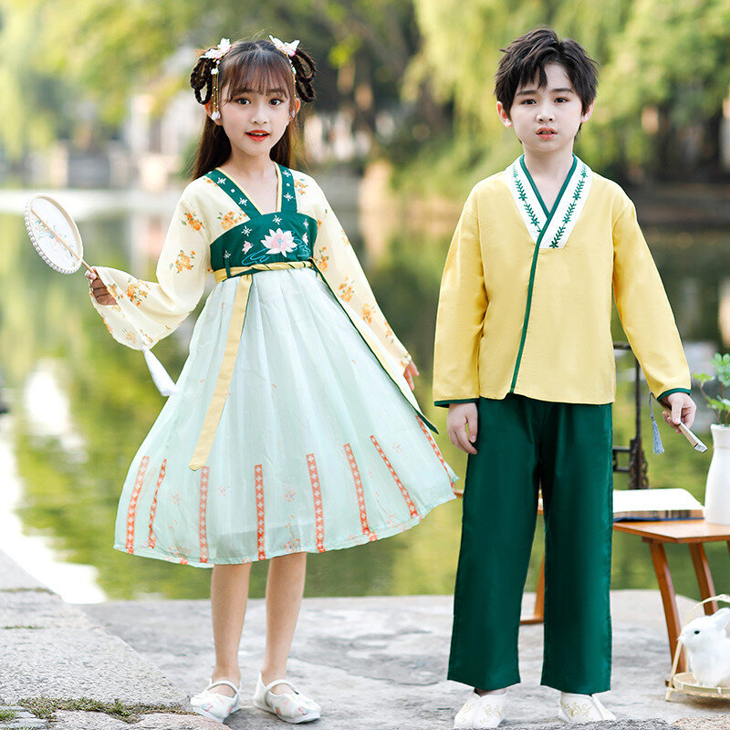 Chłopcy i dziewczęta ulepszyli Hanfu 2022 nowy wiosenny i jesienny dziecięcy kostium w stylu chińskim w antycznym stylu Tang