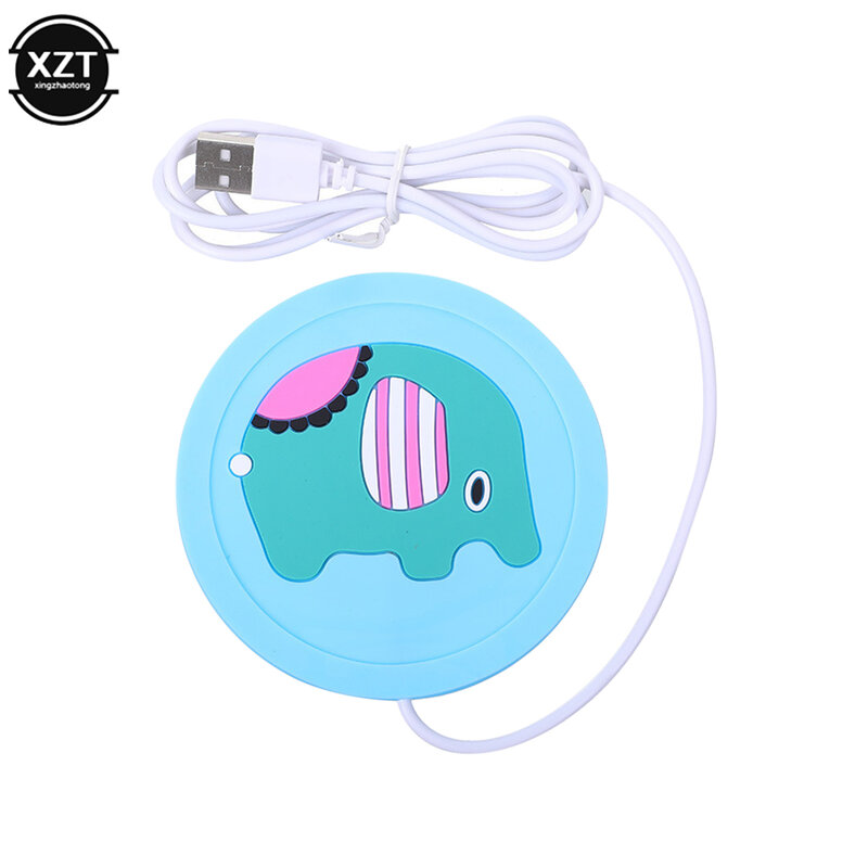 USB Penghangat Cup-Pad Kartun Silikon Nampan Pemanas Kopi Teh Minuman Gadget Hangat untuk Kantor Rumah Alat Dapur