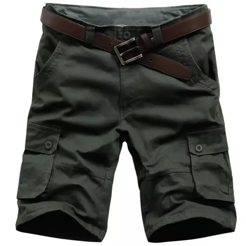 Herren Cargo Shorts halb solide Bermuda kurze Hosen für Männer Knopf 2024 Mode Baggy elastische Taille Vintage lässig y2k bequem