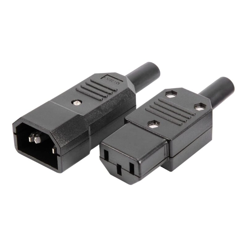 C13 and C14 Plug Set Female Plug Rewirable Power Connector 3 Pin Socket Dropship