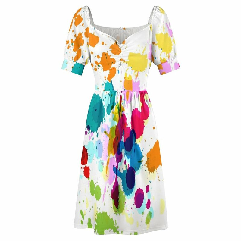 女性のための十分なノースリーブサマードレス,Splatter,塗装,夏