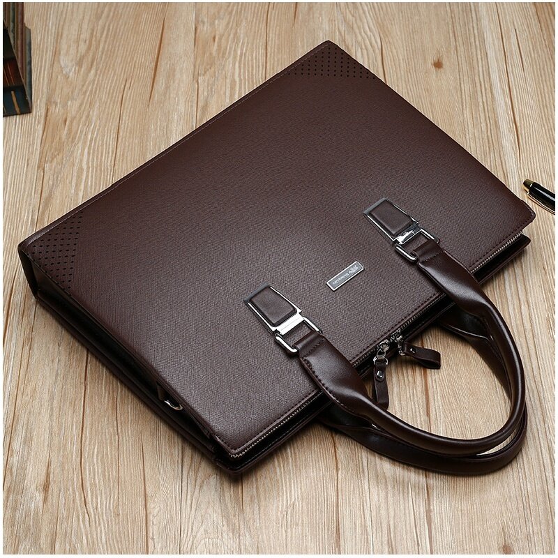 Luxury Genuine Leather Men's Briefcase Business Shoulder Messenger Bag Large Capacity Handbag Office Laptop Bag For Male