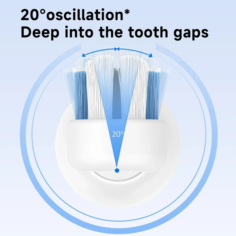DOCO sikat gigi listrik, sikat gigi getaran otomatis 20 derajat dewasa 3 gigi Mode pengisian USB IPX7 tahan air
