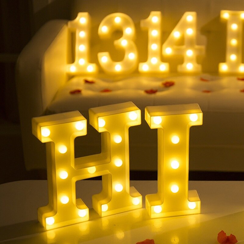 Letras del nombre letras del alfabeto luces LED luminosas lámpara de número decorativa luz nocturna boda cumpleaños Navidad Fiesta Decoración