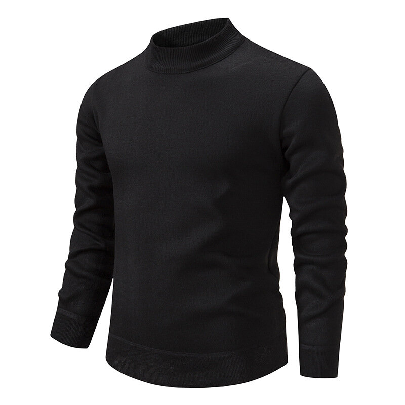 Pullover Mid Neck Sweaters Mens Casual Loose Solid Warm High Quality Sweater Business Pullovers Knit Winter Male Sweater M-4XL
