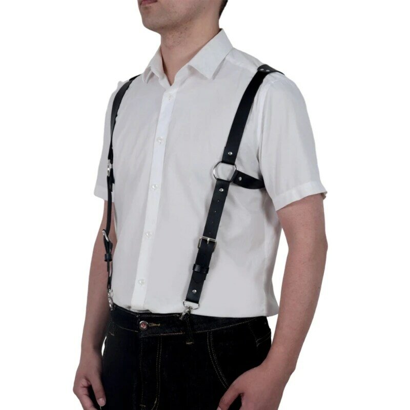 Bondage Suspenders Men Sexy PU Leathers Harness Male Lingeries Adjustable Belt Drop Shipping