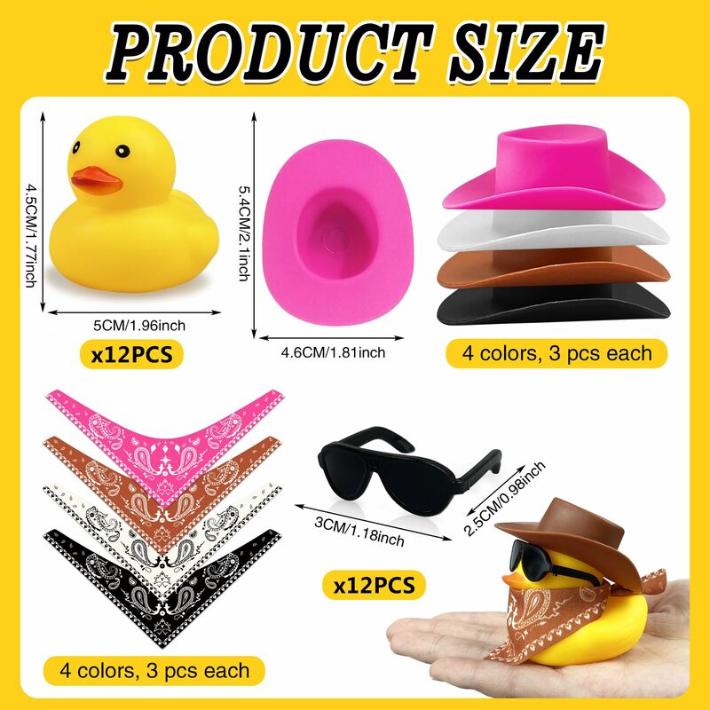 Cowboy Duck con cappello e occhiali da sole Mini Duckies Toys for Birthday Swimming Party Gift Favor