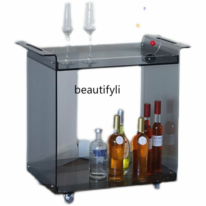 Yj Acrylic Di Động Xe Đẩy Giá Treo Phòng Khách Ăn Xe Đơn Giản Trà Và Giá Để Rượu Vang Sofa Mặt Tủ