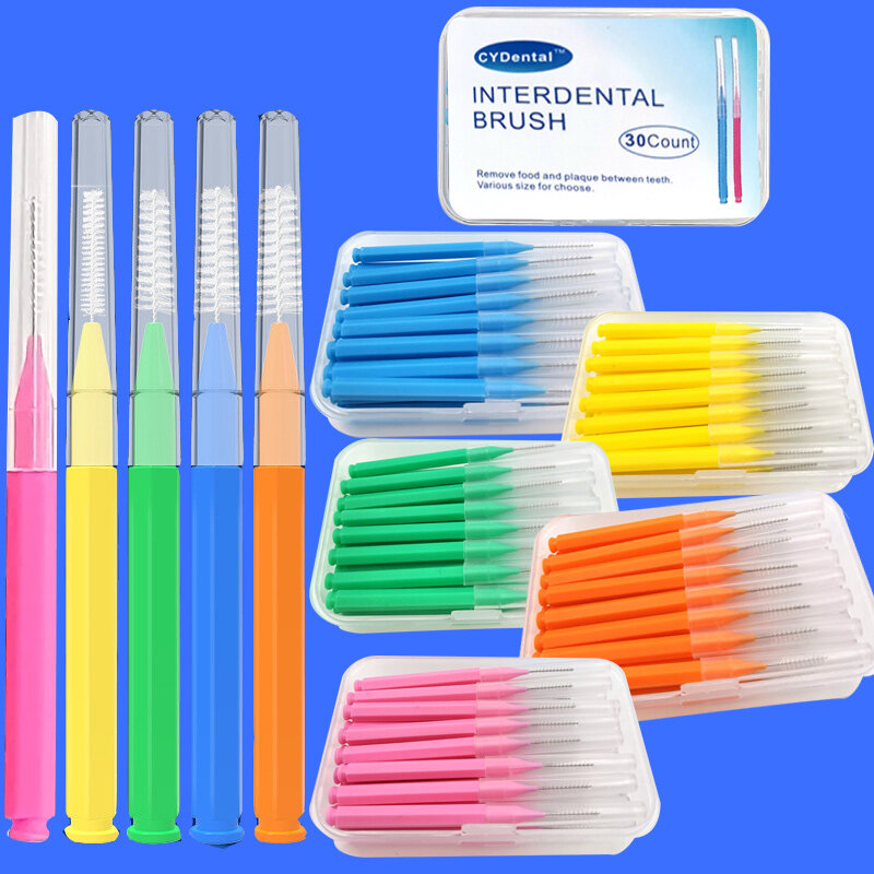 Escovas interdentais para cuidados de saúde, branqueamento dentário, limpadores ortodônticos, escova dental, ferramenta de higiene oral, 30pcs