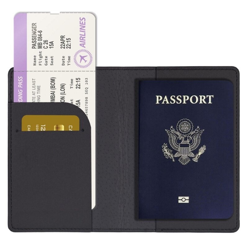 Lover Couple Passport Holder Card Cover  Plane Hot Stamping for Women Men Wedding Gift Travel Wallet