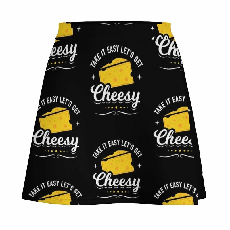 Cheese Lover Gift - Take it Easy Let's Get Cheesy Mini falda para mujer, vestido de verano, Falda corta
