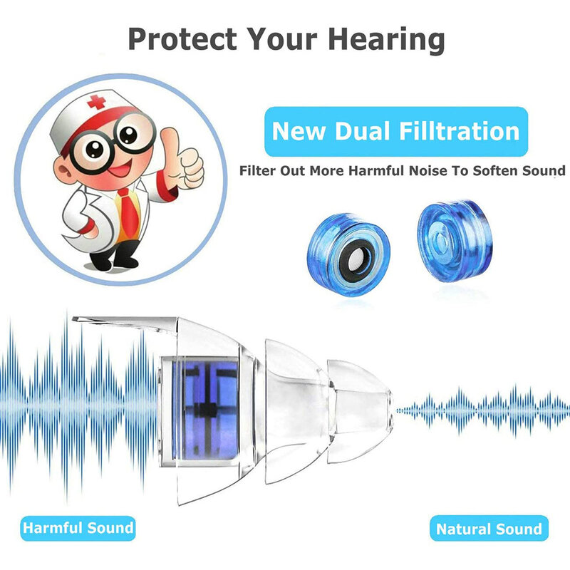 Motocyklowe zatyczki do uszu Moto wielokrotnego użytku silikonowe wkładki douszne redukcja szumów ochrona słuchu wkładki do spania filtr muzyczny