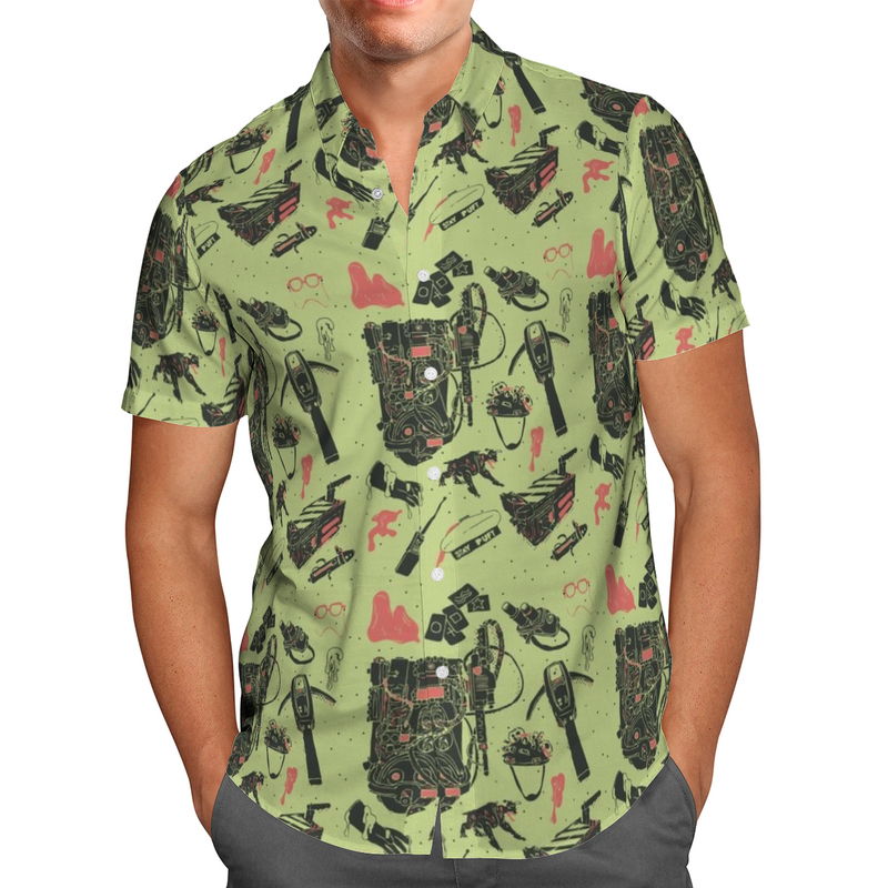 Oversized Streetwear 3D Anime Green Short Sleeve Hawaiian Shirt Men's Beach Summer 5XL Social Homme-863