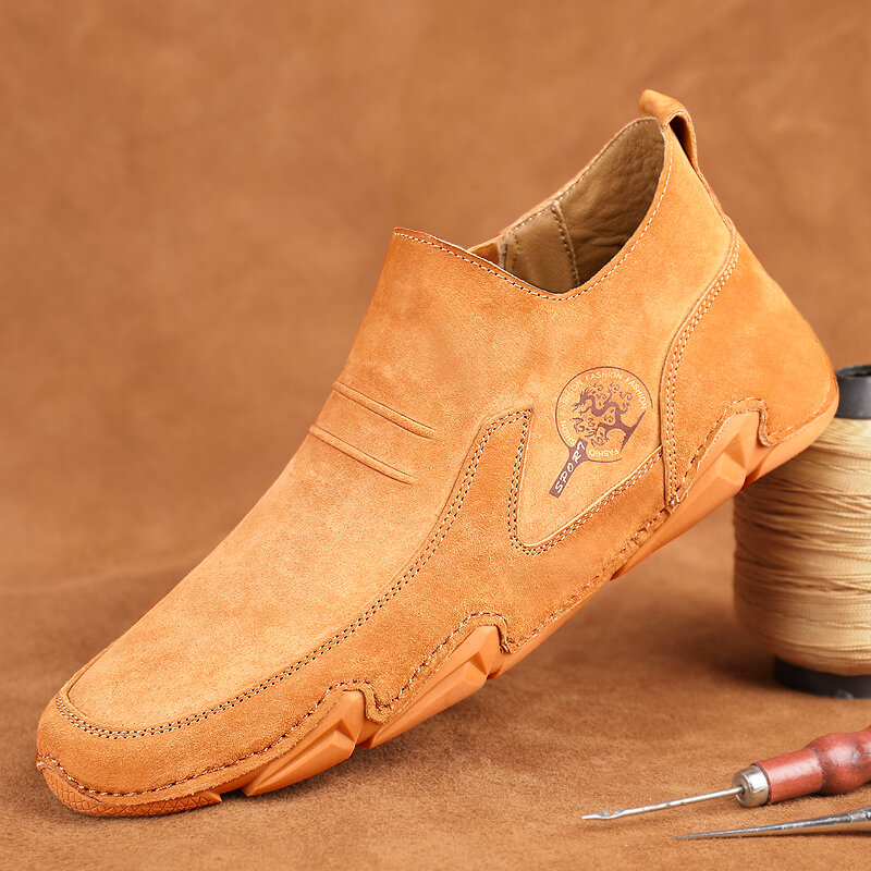 Bottines montantes en cuir avec fermeture éclair pour homme, chaussures respirantes et décontractées, taille 38-46, mode automne