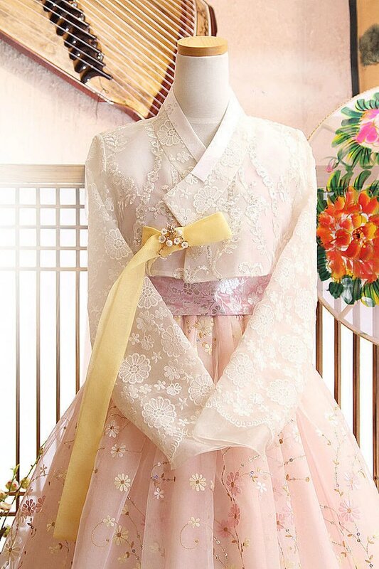 Vestido Hanbok coreano tradicional para mujer, falda de encaje, 2020