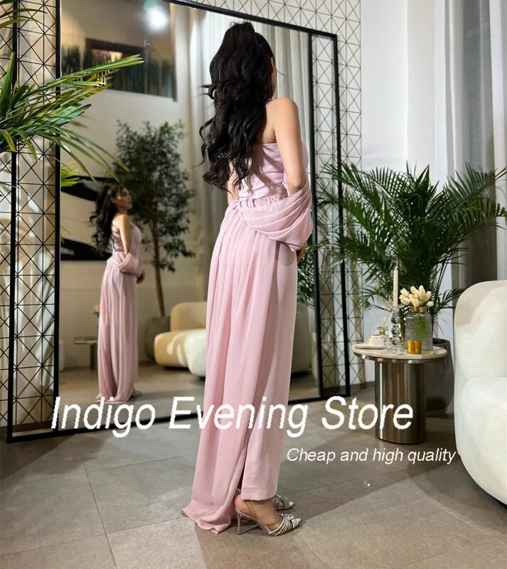 Indigo saudita-vestido de noche largo hasta el suelo con tirantes finos para mujer, traje Formal Simple y elegante para ocasiones, 2024