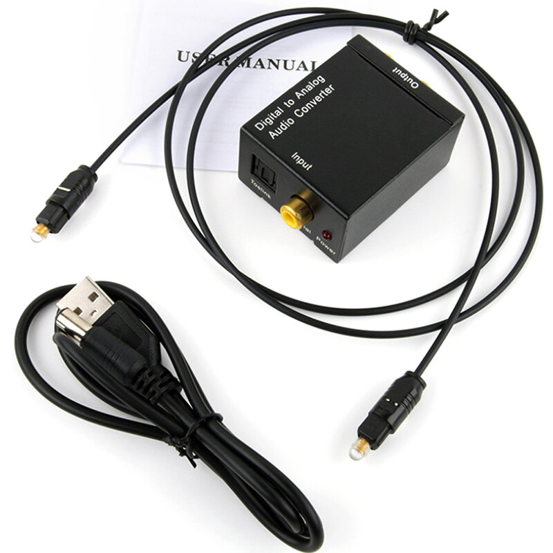 Convertidor óptico coaxial Toslink Digital a analógico RCA L/R, adaptador de Audio estéreo