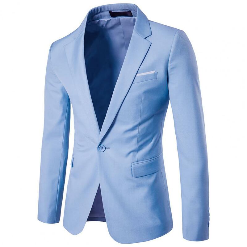 Stylish Casual Blazer  Lapel Plus Size Suit Coat  Pure Color Button Suit Jacket
