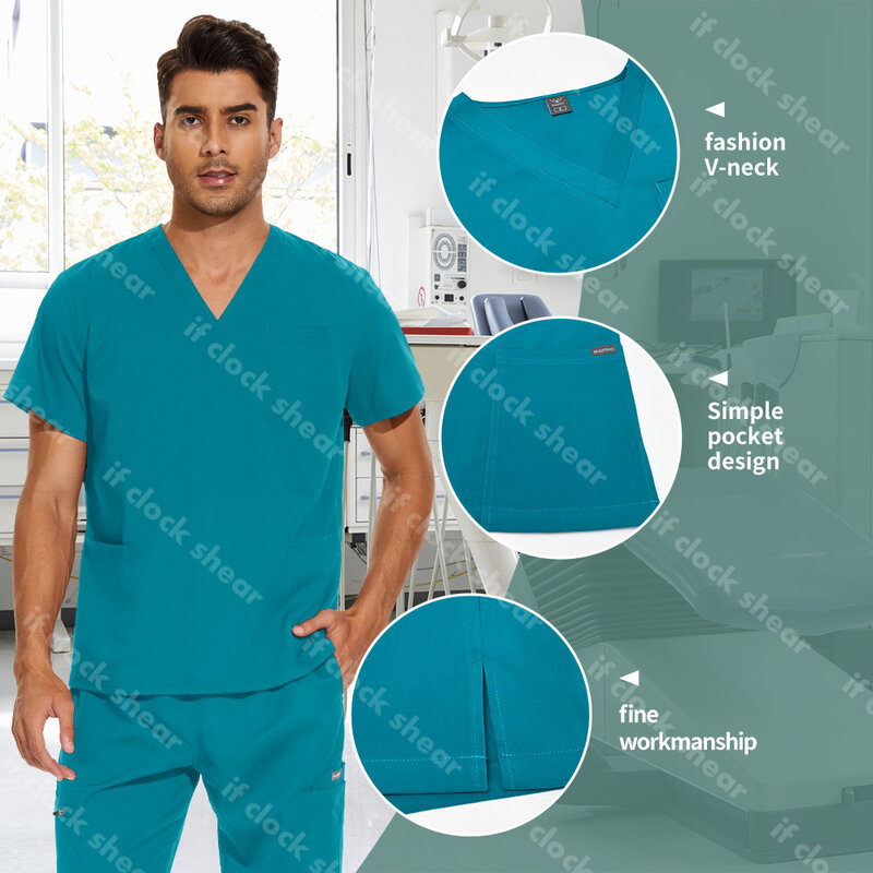 Unisex Surgical Uniform Nurse Accessories Pet Clinic Veterinary Scrub Uniform Dental Hospital Work Clothing Medical Nursing Suit