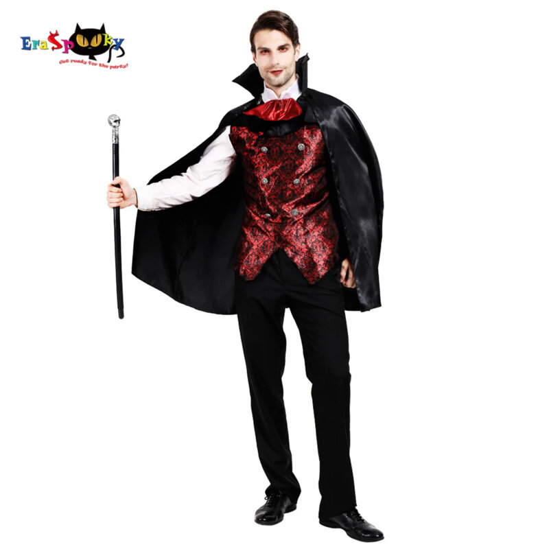 Eraspooky Men medievale gotico vampiro mantello Costume di Halloween per adulto spaventoso Dracula Cosplay Cape Purim Carnival Party Dress Up