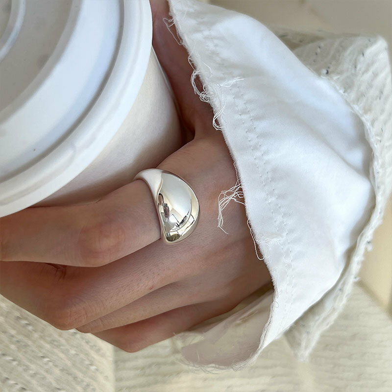 925 Sterling Silver Smooth Surface Adjustable Ring para mulheres, anéis de casamento femininos, jóias de luxo, acessórios por atacado, dinheiro
