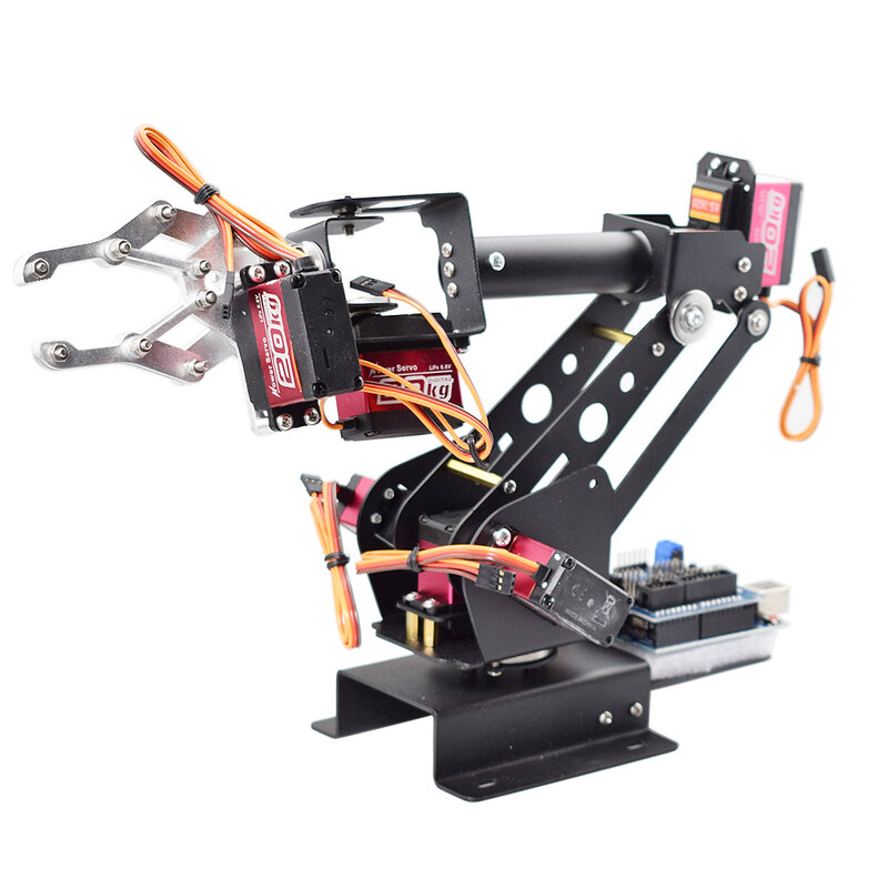Ps2 Controle 6 DOF Robótico Braço Gripper Garra Vapor, DIY Manipulador para Arduino STM32 Robô, 6PCs, 180 Graus Programável