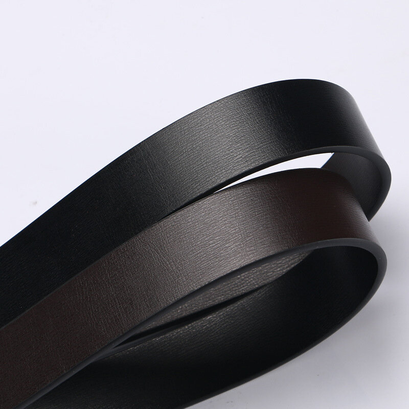 Cintura in morbida pelle nera da 3.3cm nuova cintura rettangolare in pelle bovina di alta qualità con bottoni lisci per viaggi d'affari di uomini e donne