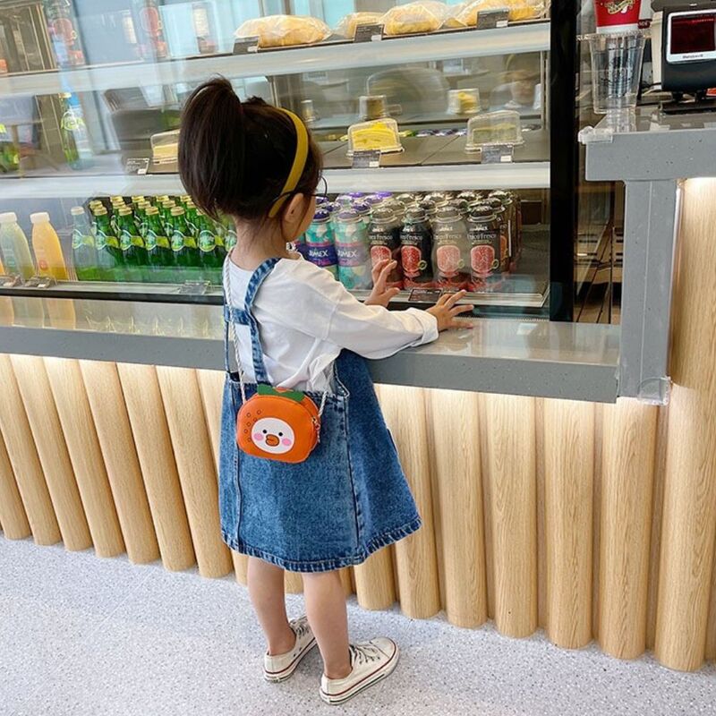 Миниатюрная сумка с изображением персикового оранжевого мультяшного клубничного ананаса, сумка через плечо, Детский кошелек для мелочи, сумка через плечо