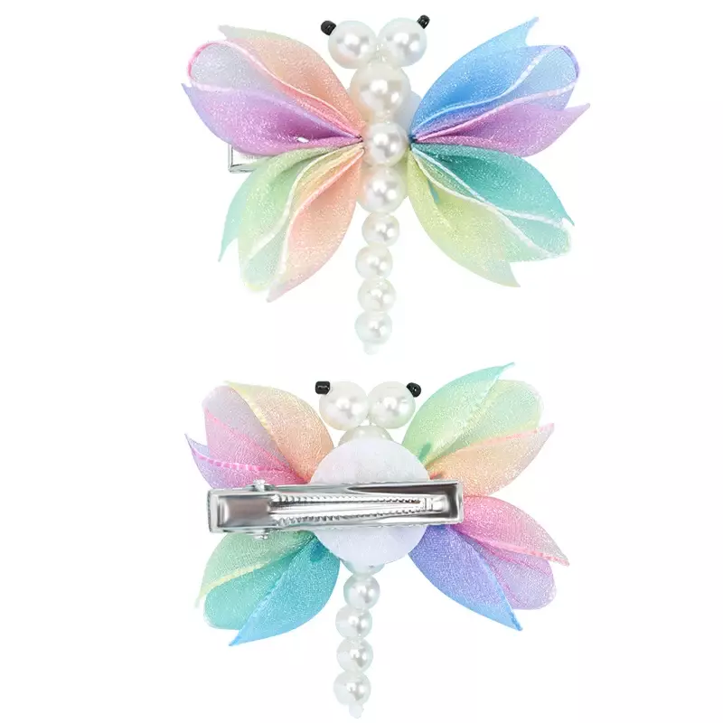 2Pcs Cute Pearl Butterfly Hair Clips para meninas Sweet Kids Hairpins Barrette Summer Headwear Acessórios para o cabelo Hair Ornament Clip