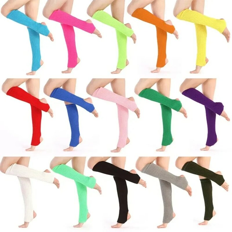 Cubierta de pierna de punto suave para mujer, calcetines de Yoga, mallas de baile, calentadores de manguera para ejercicio, Protección deportiva femenina, manga de rodilla