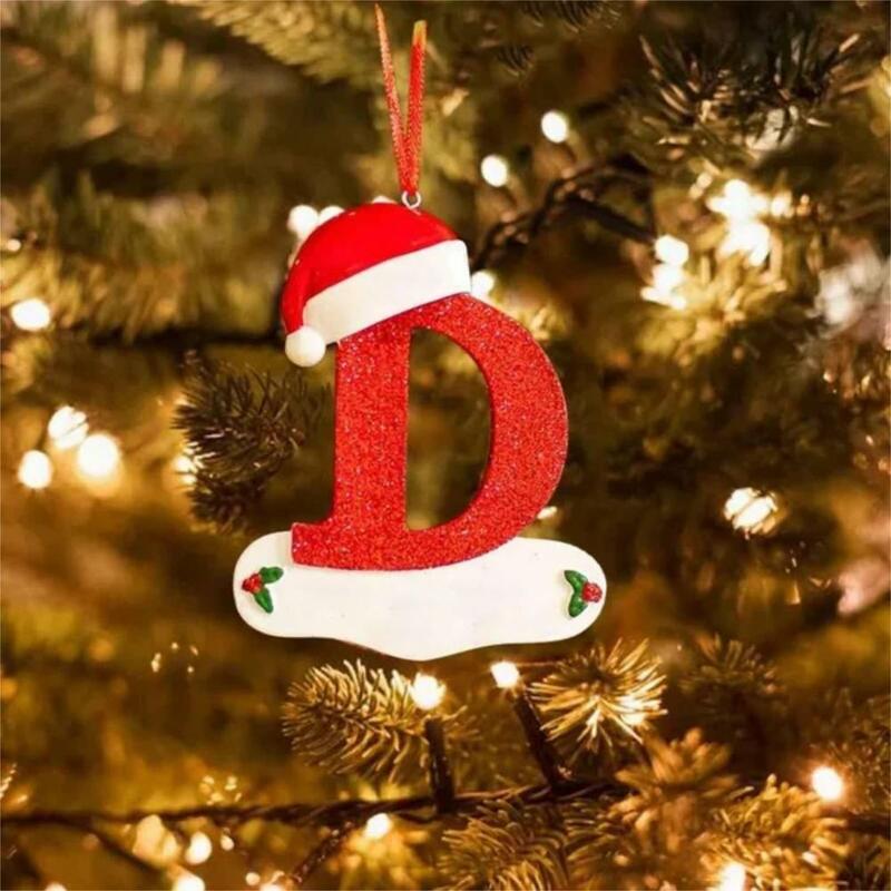 Dekorasi pohon Natal, liontin huruf 26 huruf rumah liburan akrilik DIY liontin dekorasi Natal 2023 ornamen dekorasi Tahun Baru
