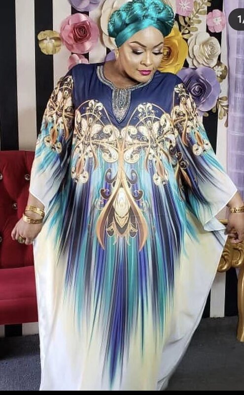 Set Gaun Muslim Abaya Afrika Wanita cetak Digital baru 2023 851 #