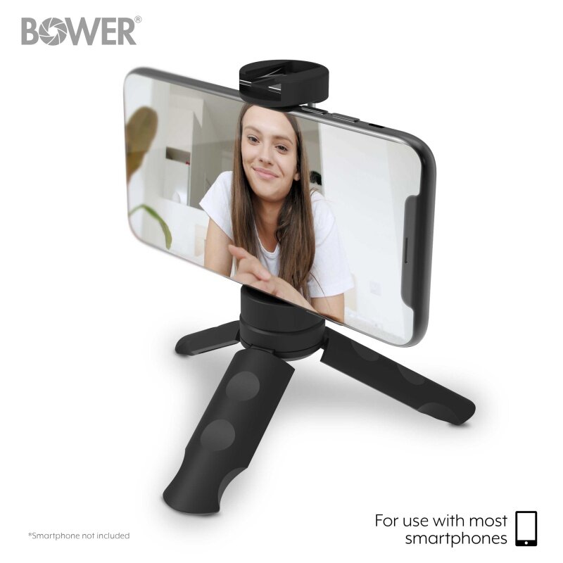 Bower Mobile Top Grip Tripé, Montagem em sapata fria, Suporte para smartphone de 360 graus, Compatível com luzes LED
