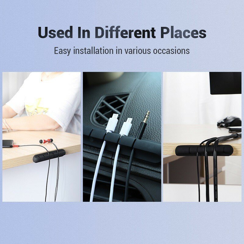 Pengatur kabel manajemen dudukan kawat fleksibel kabel USB Winder klip silikon rapi untuk Mouse Keyboard Earphone pelindung